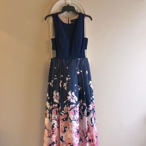 NWT Full Floral A-Line Prom Gown with Side Cutouts